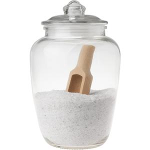 Glass Jar with Wooden Scoop for Bath Salt, Container With Airtight Lid Holds 74 oz of Bath Salt Epsom Salt, Laundry, Flour Multi Use