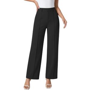 Dress Pants for Women Work Pants Wide Leg Pull On Stretchy Business Casual Trousers High Waisted Slacks with Pockets, Size S