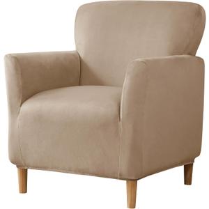 LiveGo Stretch Mid Century Modern Armchair Slipcover 1-Piece Solid Accent Chair Covers with Arms Soft Chair Slipcovers for Living Room Furniture Protector Office Reception