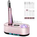 JOSGLOI 40000RPM Electric Nail File Drill Professional Kit, Drill Machine with LCD Display, Manicure Pedicure Polishing Acrylic Gel Nail Grinder for Salon, Home Use (Pink)