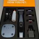 oneisall Cordless Professional Dog Grooming Clippers, 2-Speed Dog Clippers for Grooming Heavy Duty/Thick Hair, Detachable Carbonized Steel Blade Metal Combs, Removable Battery (Blue)