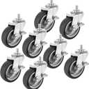 STARVAST Caster Wheels 3 Inch Heavy Duty Threaded Stem Casters, 3/8"-16x1" (Diameter 3/8", Length1-1/2") Threaded Stem Casters Swivel Casters, Set of 8 Castor Wheels for Cart, Furniture, Shelving