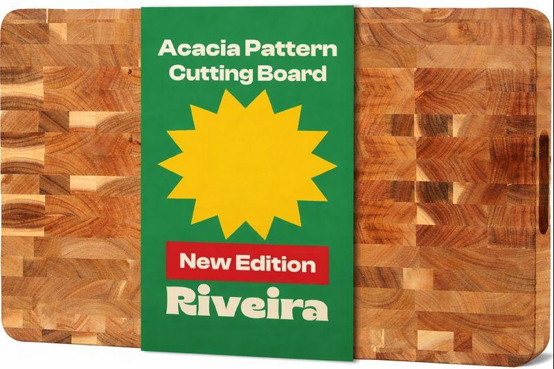 Riveira Acacia Wood Cutting Board Gourmet Acacia Grandeur: 24 x 18 Wooden Cutting Board Natural Wooden Cutting Boards For Kitchen Decorative Innovative Juice Grooves Acacia Wooden Chopping Board, Acacia Pattern