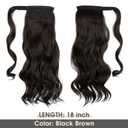 CJL HAIR 18" Long Ponytail Hair Extension Wrap Around Pony Tail Clip in Curly Wavy Synthetic Fake Hairpiece for Women Black Brown
