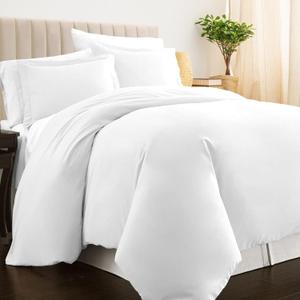 Pizuna Pure 100% Cotton Queen Duvet Cover with Shams, Luxurious 400 Thread Count Long Staple Cotton Sateen Weave with Hidden Button Closure (Combed White Cotton Duvet Covers Queen)