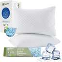 Cooling Pillow for hot Sleepers - Bed Pillows King Size Premium Set of 1 - Supportive Breathable Adjustable Shredded Memory Foam - Medium to Firm Pillows for Back, Stomach & Side Sleepers Bamboo White)