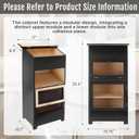Large Potato and Onion Storage Bin - Wooden Stackable Bread Storage Box with Lid & Mesh Doors, Decorative Fruit and Vegetable Organization Cabinet for Kitchen, 15.75"W x 10.7"D x 33.5"H (Black)