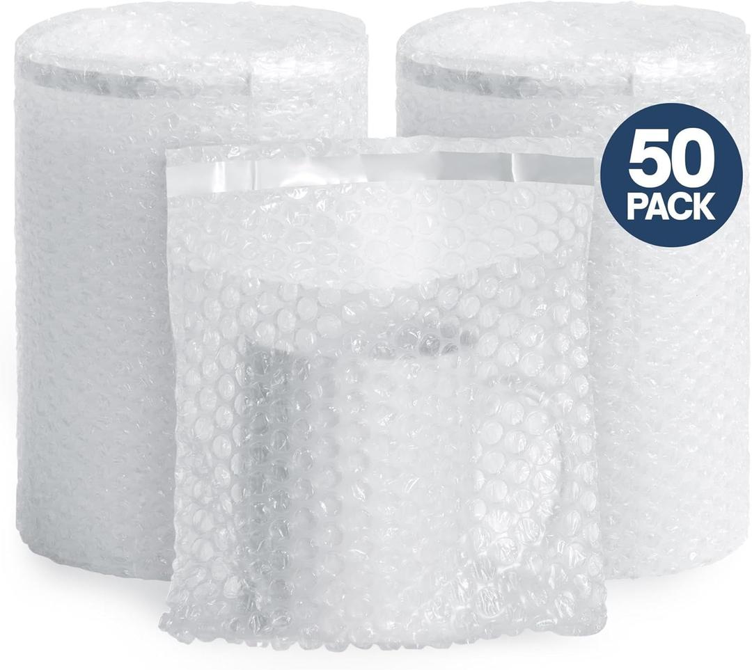 ALTERNIUM Self Seal Bubble Pouches - Bubble Bags for Packing, Packaging Filler for Moving - Cushioning Wrap for Fragile Items, Dish Packing Kit Shipping Supplies for Small Business - 7.5x8 Inch, 50pcs