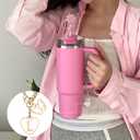 3 x Compatible with Stanley Cup Accessories, 3PCS Straw Toppers for Stanley Straw Cover Cap, 2PCS Cute Letter for 30&40 Oz Tumbler with Handle (Hot Pink)