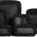 Aerotrunk Compression Packing Cubes for Travel - Luggage Organizer Bags - Double Zipper Packing Cubes for Suitcases (6-Pack, Black)