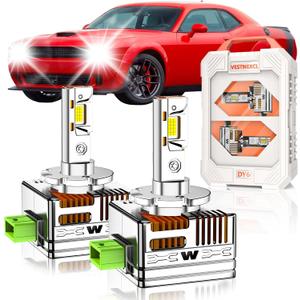 D3S HID Bulbs Fit for Dodge 2015-2021 Challenger, 2011-2020 Charger, Dart 30000LM 6000K White, Dual-sided 30 Chips, Xenon HID Light Replacement, 800% Brightness, Plug and Play, Pack of 2