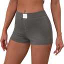 OLYCN Women's Micro Shorts Y2K Low Rise Slim Fit Elastic Button Front Comfy Shorts Sexy Pj Bottoms (Gray, M)