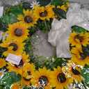 Front Door Wreath Sunflowers and Daisies, 20" Spring Wreaths for Front Door, Wreaths for Front Door w/Long Door Hook, Optional Reversible Welcome and Blessed Sign Spring Wreath, Front Door Decor