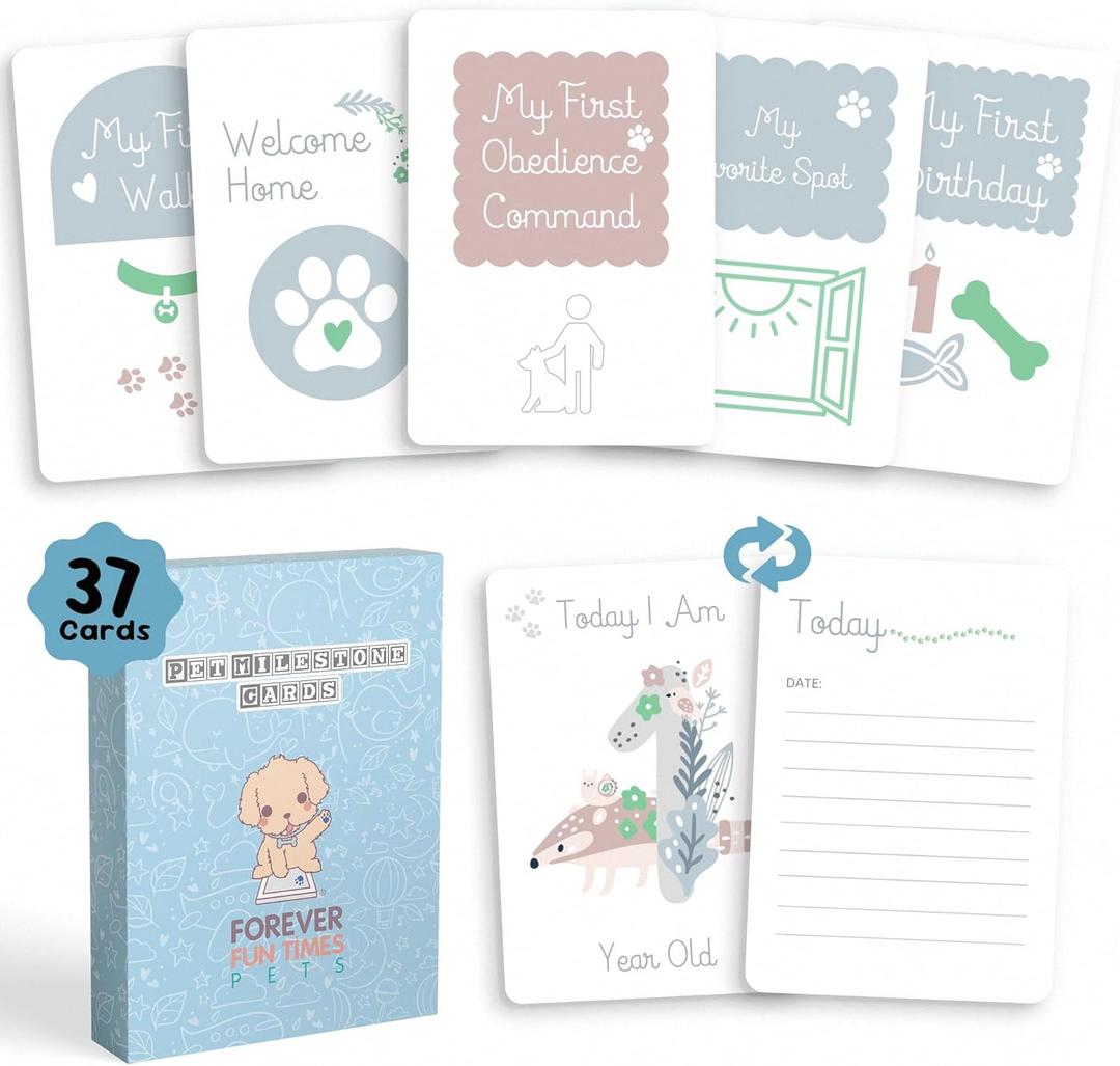 Pet Milestone Cards  Celebrate Your Pets Journey, Growth and Key Moments with Keepsake Cards - Perfect for Dogs, Cats, Puppies, and Kittens - Ideal as a Pet Adoption Gift, Pet Memory Book