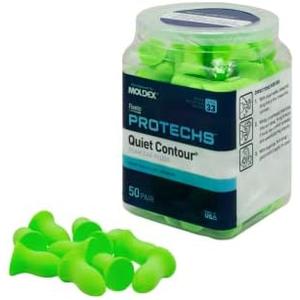 Flents Protechs Foam Ear Plugs, 50 Pair for Sleeping, Snoring, Loud Noise, Traveling, Concerts, Construction, Studying, Work, Shooting, Contour to Ear, NRR 33, Noise Cancelling, Green, Made in the USA