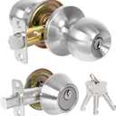 Exterior Door Lock Set, Single Cylinder Deadbolt Lock and Door Knob Set, Keyed Alike Front Door Lock Set, Satin Nickel Door Knob and Deadbolt Set (1 Pack)