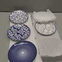 4 x Selamica Ceramic Dessert Plates Set of 6, 6 Inch Appetizer Plates for Kitchen, Microwave & Dishwasher Safe, Vintage Blue