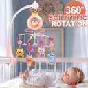 Crib Mobile with Music and Lights,Mobiles for Cribs, Baby Mobile Arm Toys Hanging for Girls Boys Infants 0-6 6-12 Months, Bassinets Nursery Musical Portable Mobile Clip On Pack and Play(Pink)