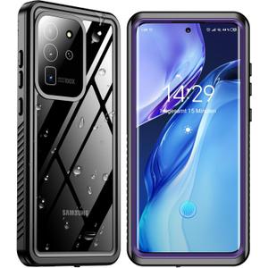 SPIDERCASE Designed for Samsung Galaxy S20 Ultra Case Waterproof, Built-in Lens & Screen Protector [Full Body Shockproof] [Military Drop Proof] [IP68 Underwater] Case for Galaxy S20 Ultra -Purple