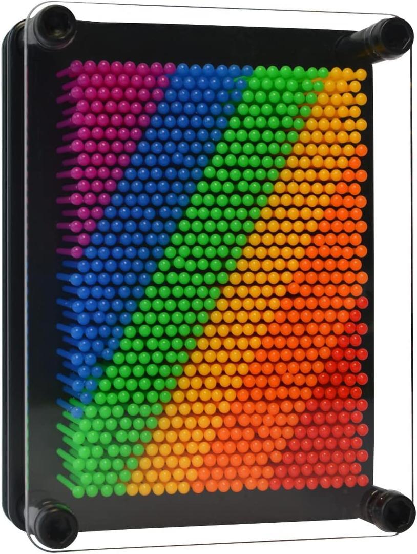 3D Pin Art Toy 5*3.75in Rainbow Pin Art Sensory Fidget Board Game Toy Pin Impression Toy Sculpture Toys Hand Pin Toy Gift for Kids, Girls, Boys, Adults, Small