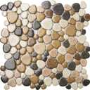 Parrotile Yellowstone Matte Pebbles Mosaic Tile for Shower Floor Bathroom Floor Tiles Non Slip [5 Sheets]