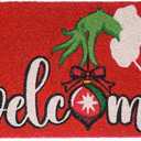 MAINEVENT Grinchornament Door Mat Outdoor 30x17 Inch, Holiday Christmas Door Mat for Covered Outdoor Area, Holiday Welcome Mat, Xmas Rug Christmas w/Non-Slip Backing