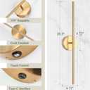 Battery Operated Wall Sconces Set of 2, Wireless Rechargeable with Remote, Cordless Dimmable Wall Lights, Peel & Stick, 360 Rotatable LED for Bedroom, Bathroom, Living Room & Hallway 28.3" (Gold)