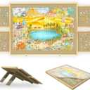 Jigsaw Puzzle Board with Drawers and Cover, Tilting Puzzle Board 1500 Pieces with 5 Adjustable Angles, Portable Puzzle Board for Adults