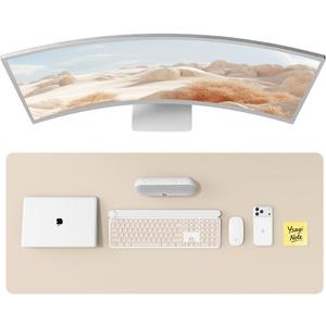 YSAGi Leather Desk Pad Protector, Office Desk Mat, Large Mouse Pad, Non-Slip PU Leather Desk Blotter, Laptop Desk Pad, Waterproof Desk Writing Pad for Office and Home (Eggshell, 47" x 17")