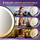 30x Magnifying Mirror with Light, Matte Black with Gold Trim, Makeup Mirror with 3 Color Lights & Brightness Adjustable, 5000mAh Rechargeable Vanity Mirror, Modern Style Side Touch + Side Charge