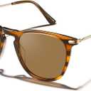 Trendy Polarized Sunglasses for Women 100% UV Protection, Outdoor Driving Sunnies Italy Acetate Frame Eyewears (3.brown Lens)