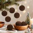 30pcs Velvet Christmas Ornaments Balls, 2.36 Inch Flocked Brown Shatterproof Baubles with Hanging Strings, Elegant Velvet Ball Ornaments for Xmas Tree, Holiday Party & Home Dcor (Brown)