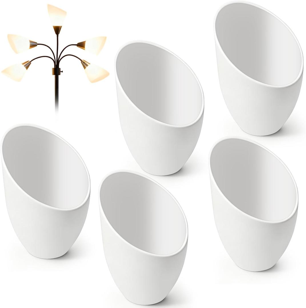 5 Pcs Plastic Lampshade 1.57inch/40mm Hole Lamp Shade Replacement Cover for Multi Head Stand Up Lamp Home Bedroom - White