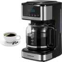 Ihomekee Coffee Maker, Programmable Drip Coffee Maker 12 Cup, Regular & Strong Brew Drip Coffee Machine with Iced Coffee Function for Home and Office, Black & Stainless Steel (Black,Silver)