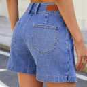 Sidefeel Skorts for Woman Casual Trendy High Waisted Stretchy Jean Shorts Asymmetrical Summer Denim Mini Skirts Light Blue Size 12