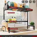 Sakugi Over The Sink Dish Drying Rack, Expandable 2-Tier Stainless Steel Kitchen Storage Organization Accessories for Countertop, Rustproof & Space-Saving, 30"34.5" L x 12" W x 25" H, Black