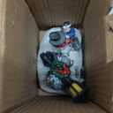 Christmas Village Set Decorations,Resin LED Warm Lights Christmas Tree Figurines, Mini Snowman Christmas Decorations, Christmas Village House Gift Sets, Collectible Buildings