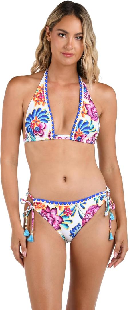 La Blanca Women's Halter Bikini Swimsuit Top (2, Multi//Flor De Paradiso)