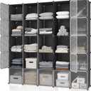 MAGINELS 25 Cube Storage Organizer,Portable Plastic Storage Cabinet,Closet.Stackable Cubby Shelf for Clothes,Toy,Bag. Suitable for Bedroom,Studyroom,Closet Organization,Black(1414 inch)