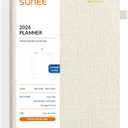 SUNEE 2026 Weekly and Monthly Planner 5.5" x 8.3" (January 2026-December 2026), Half Weekly Half Note, Small Yearly Calendar Planner, Vegan Linen Hardcover, 100 GSM Paper, Notes, Inner Pocket, Beige