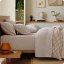 Bedsure 100% Washed Cotton Percale Sheets King Size - Linen Like Textured 6-Piece Bedsheet Set with 18" Deep Pocket, Breathable & PureWoven Soft Comfy (Linen, King)