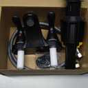 Bathroom Sink Faucets 2/3 Hole,Matte Black Dual Handles 4 inch Plastic Plating Over Bathroom Faucet with Pop-up Drain and 2 Supply Hoses for Apartment Rvs Sink Vanity