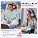 AILIHEN C8 Girls Headphones, On-Ear Headphones Wired with Microphone and Volume Control Foldable Corded Stereo 3.5mm Headset for Girls School Chromebook Laptop Computer PC Tablets Travel (Pink)