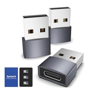 Syntech USB C Female to USB Male Adapter Pack of 3 [Travel Must Haves, Aluminum] USB C to USB Adapter, Type C Charger Cable Power Converter Compatible with iPhone 17 16 15 Apple Watch AirPods CarPlay