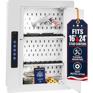 Electronic Wall Safe Between 16" & 24" Studs with Shelves & Hooks