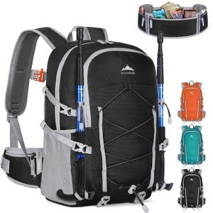 IGOLUMON Hiking Backpack 40L Packable Hiking Daypack for Men Women Waterproof Lightweight Foldable Camping Backpack (Black)