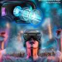VR Headset with Built-in Headphones, 120 FOV Aspheric Lenses for 4.7-7" Smartphones, 3D VR Glasses Adjustable Focus/IPD, Compatible iPhone Android