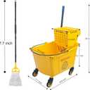 KeFanta 35 Quart Commercial Mop Bucket with Side Press Wringer on Wheels,Yellow,Include Heavy Duty Industrial Mop for Floor Cleaning,Household,Business,Restaurants and Janitorial Use