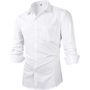 Beninos Mens Slim Fit Solid Point Collar Button Down Dress Shirt (Medium, White) Beninos Mens Slim Fit Solid Point Collar Button Down Dress Shirt (Medium, White)