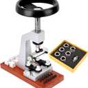 Professional Bench Watch Case Opener Tool, 6 Dies & Adjustable Holder - Watch Back Remover Kit for Watchmaking Repair Accessories